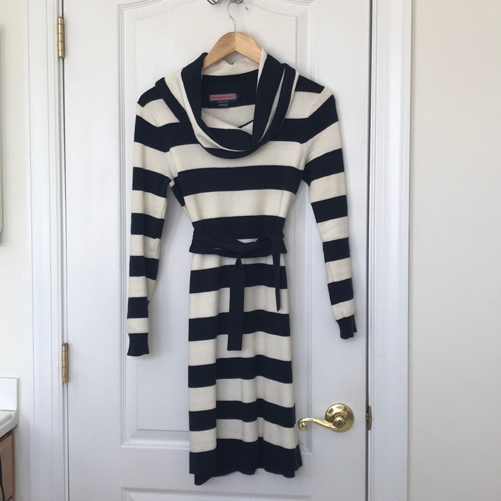 Vineyard vines stripe navy cream sweater dress XS